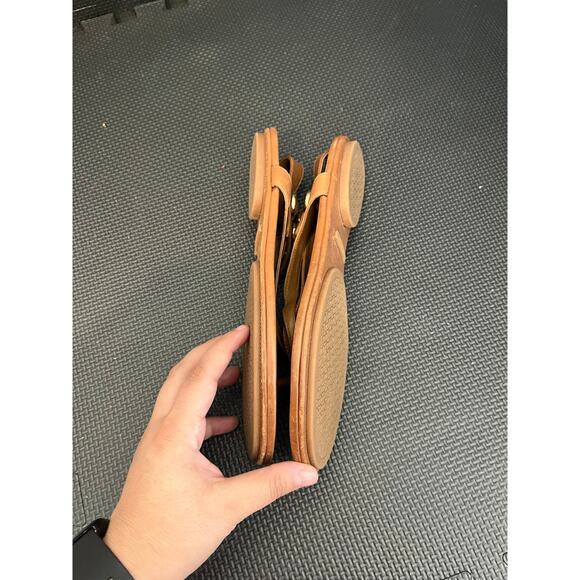 TORY BURCH‎ Minnie Travel thong slingback sandals sz 8 M Royal tan leather - Picture 5 of 8